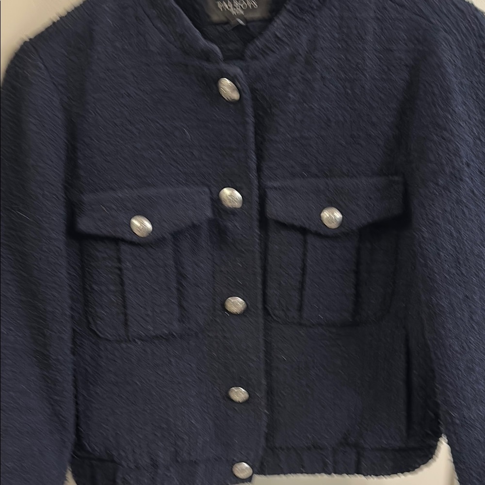Talbots Women's Navy Blue  Tweed Button-Front Jacket - Picture 4 of 4